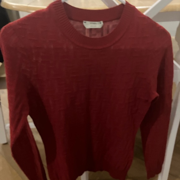 FENDI Women’s Long Sleeve Sweater Logo Sexy Red - Picture 1 of 3